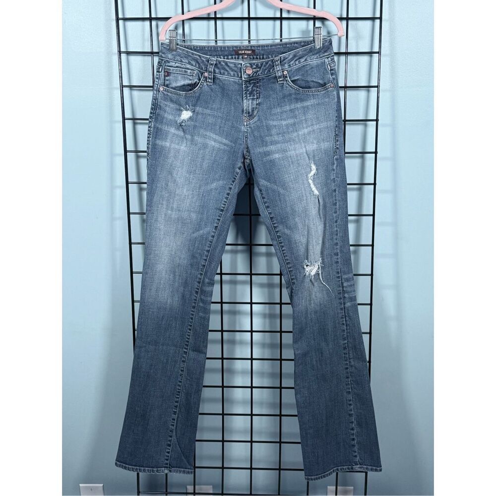 Dear John Hybrid Skinny Bootcut Jeans Womens 29 Blue Distressed Western